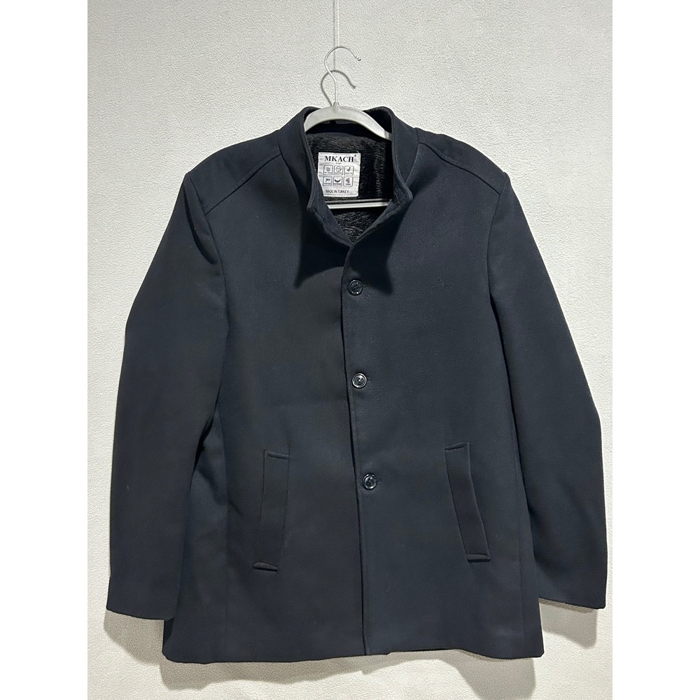 Black Car Coat Mens 54 Button Up Windproof Thermal Animal Free Turkish Jacket